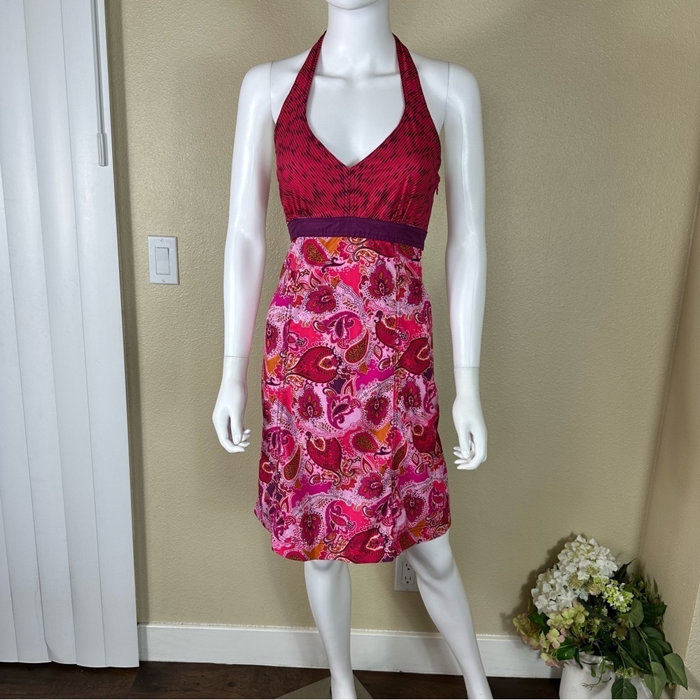 Halter Neck Pink Paisley Halter Dress